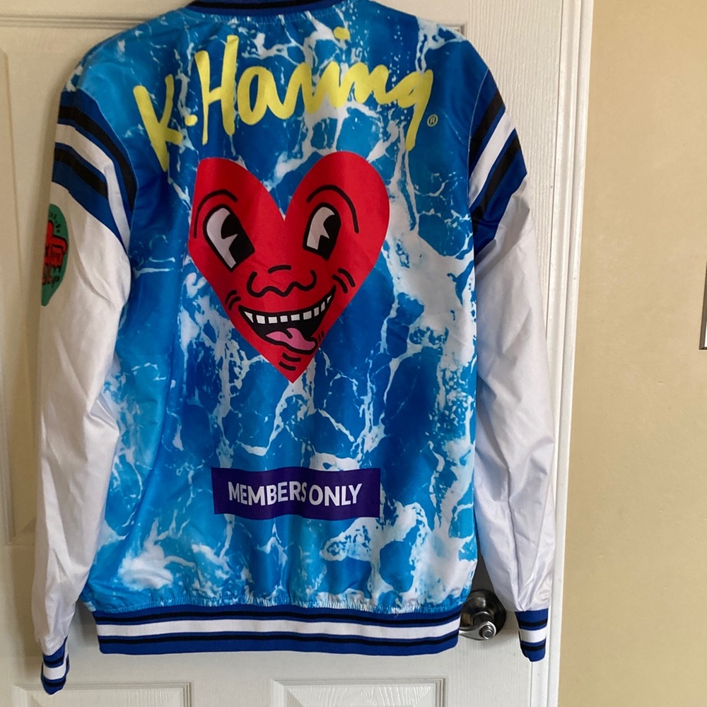 K. Haring x Members Only Tokyo Pop Blue Bomber Jacket - Picture 8 of 10